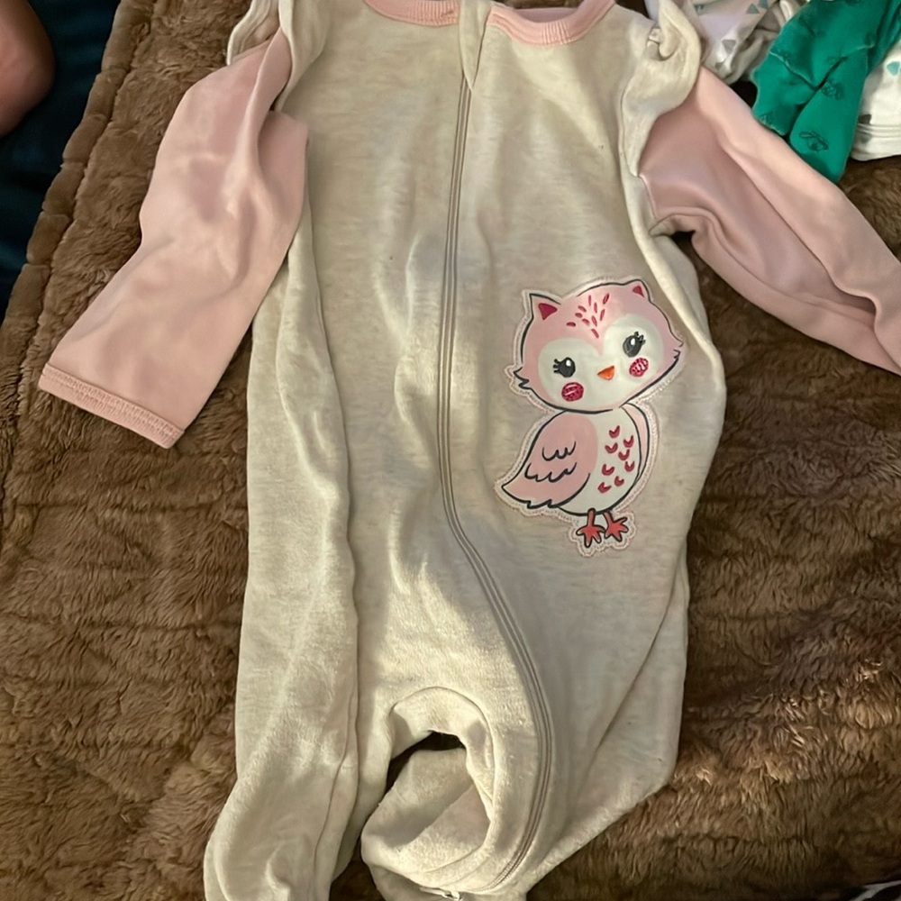 Pink owl onesie